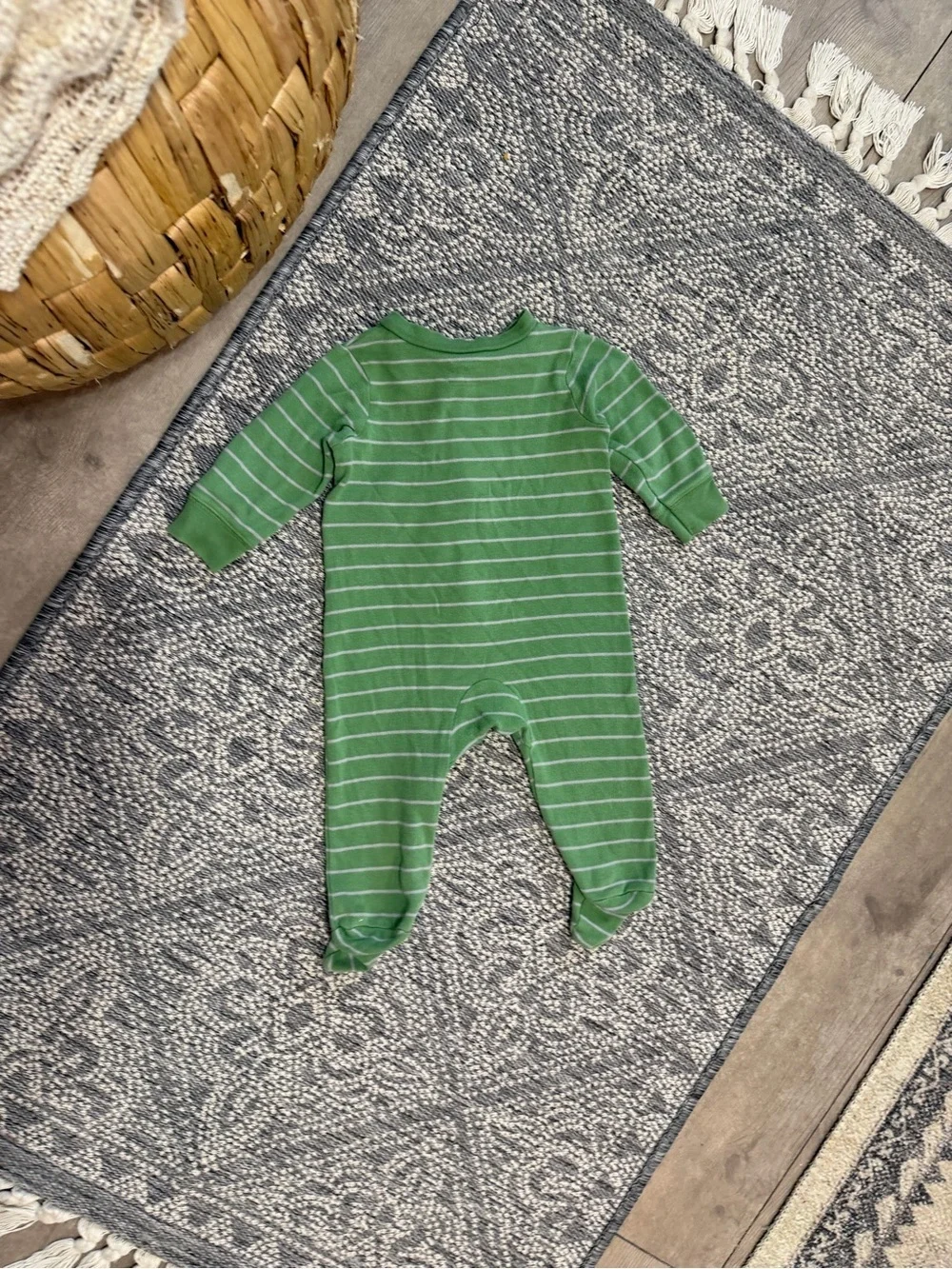 Carter's Baby Boy Footies Sleeper Green Striped Dino Footed One-Piece 6 Months